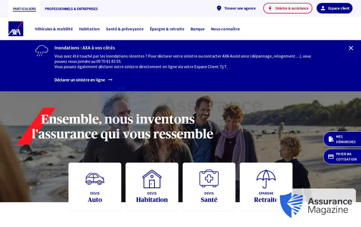 Capture : AXA - Accueil Assurances pour les Particuliers et les Professionnels